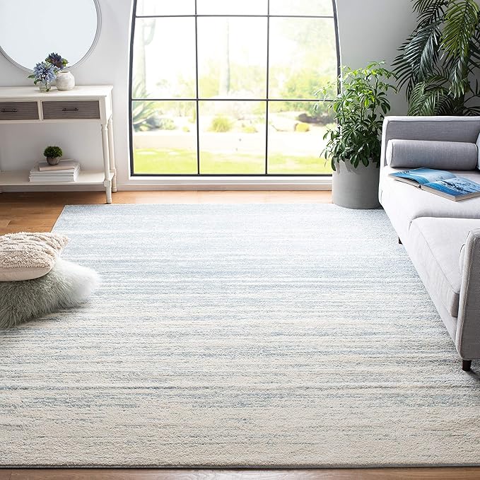 SAFAVIEH Adirondack Collection Area Rug - 9' Square, Slate & Cream, Modern Ombre Design, Non Shedding & Easy to Clean, Ideal for Living Room, Bedroom, Office, Dining Space (ADR113T)