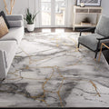 SAFAVIEH Craft Collection Area Rug - 9' Square, Grey & Gold, Modern Abstract Design, Non-Shedding & Easy Care, Ideal for High Traffic Areas in Living Room, Bedroom (CFT877F)