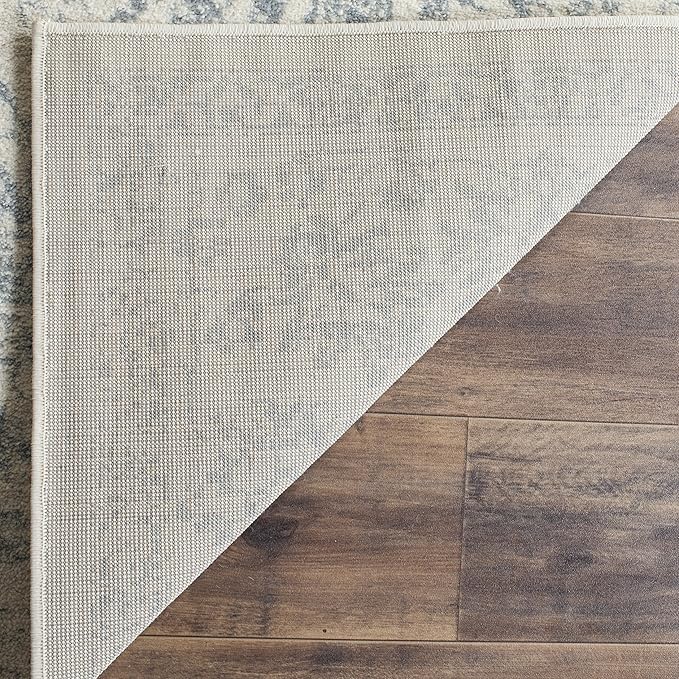 SAFAVIEH Adirondack Collection Area Rug - 12' Square, Ivory & Slate, Distressed Vintage Floral Design, Non-Shedding & Easy to Clean, Ideal for Living Room, Bedroom, Dining Space (ADR109S)