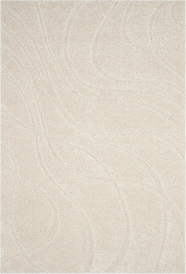 SAFAVIEH Florida Shag Collection Area Rug - 5'3" x 7'6", Creme & Creme, Non-Shedding & Easy Care, 1.2-inch Thick Ideal for High Traffic Areas in Living Room, Bedroom (SG471-1111)