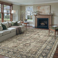 Vintage Area Rug 12x15 Brown Washable Living Room Large Carpet Non Slip Bedroom Indoor Office Low Pile Traditional Distressed Retro Accent Rug for Dining Room