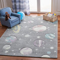 SAFAVIEH Carousel Kids Collection Area Rug - 8' Square, Grey & Lavender, Non-Shedding & Easy Care, Ideal for High Traffic Areas for Boys & Girls in Playroom, Nursery, Bedroom (CRK103F)