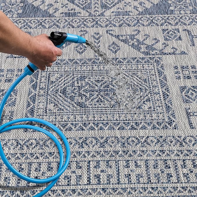 Keen Home Design Terrace Outdoor Area Rug - 5x8 Washable Indoor/Outdoor Rug for Patio, Kitchen, Balcony, Beach, Garden, Deck and Porch, Size: 5'3"x7'7"