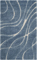 SAFAVIEH Florida Shag Collection Accent Rug - 2'3" x 4', Light Blue & Cream, Non-Shedding & Easy Care, 1.2-inch Thick Ideal for High Traffic Areas in Entryway, Living Room, Bedroom (SG471-6011)