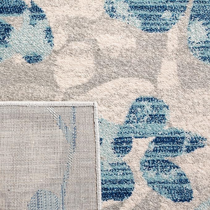 SAFAVIEH Evoke Collection 2'2" x 4' Grey/Light Blue EVK236J Floral Non-Shedding Living Room Bedroom Accent Rug