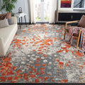 SAFAVIEH Monaco Collection Area Rug - 8'8" Square, Grey & Orange, Boho Chic Abstract Watercolor Design, Non-Shedding & Easy Care, Ideal for High Traffic Areas in Living Room, Bedroom (MNC225H)