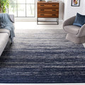 SAFAVIEH Adirondack Collection Area Rug - 8' Square, Navy & Grey, Modern Ombre Design, Non Shedding & Easy to Clean, Ideal for Living Room, Bedroom, Office, Dining Space (ADR113E)