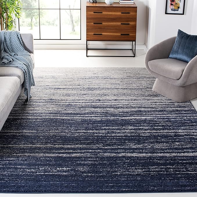 SAFAVIEH Area Rug 9x12 - Adirondack Collection - Large - Navy & Grey, Modern Ombre Design, Non Shedding & Easy to Clean, Ideal for Living Room, Bedroom, Office, Dining Space (ADR113E)