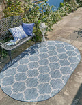 Unique Loom Trellis Collection Area Rug-Lattice Design, Moroccan Inspired for Indoor/Outdoor Décor, 5' 0" x 8' 0" Oval, Navy Blue/Gray