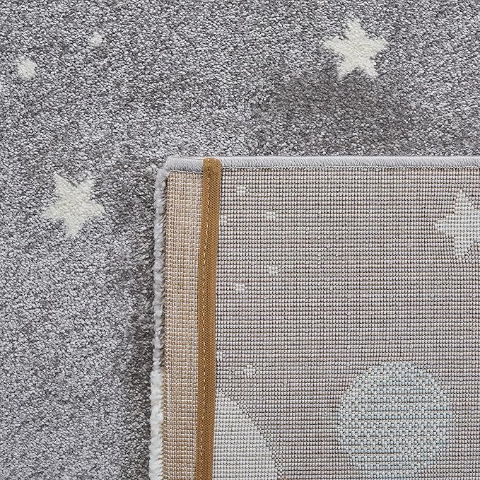 SAFAVIEH Carousel Kids Collection Area Rug - 6'7" Square, Grey & Lavender, Non-Shedding & Easy Care, Ideal for High Traffic Areas for Boys & Girls in Playroom, Nursery, Bedroom (CRK103F)