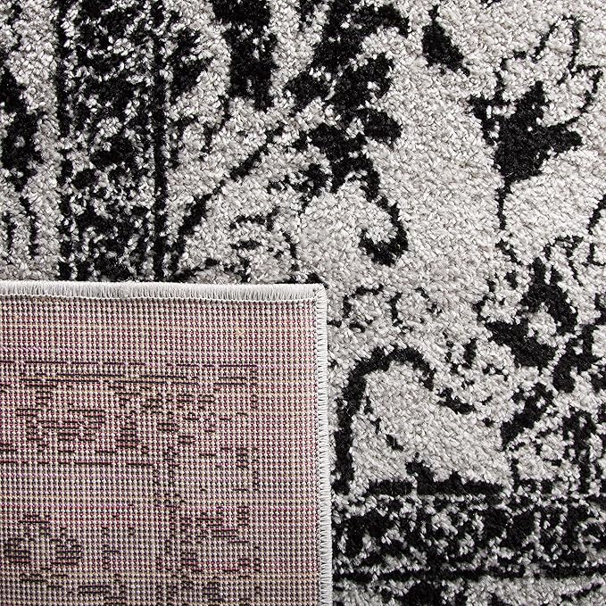SAFAVIEH Area Rug 11x15 - Adirondack Collection - Large - Grey & Black, Distressed Vintage Floral Design, Non-Shedding & Easy to Clean, Ideal for Living Room, Bedroom, Dining Space (ADR109B)