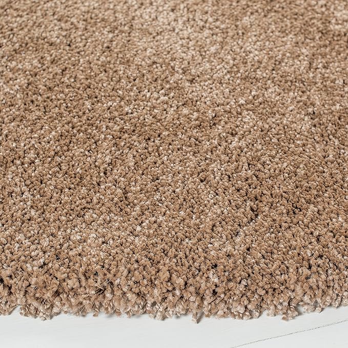SAFAVIEH Milan Shag Collection 11' Round Dark Beige SG180 Solid Non-Shedding Living Room Bedroom Dining Room Entryway Plush 2-inch Thick Area Rug