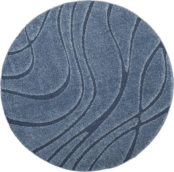 SAFAVIEH Florida Shag Collection Area Rug - 10' Round, Light Blue & Blue, Non-Shedding, 1.2-inch Thick, Ideal for Living Room, Bedroom, Home Office, Dining Space (SG471-6065-10R)