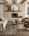 Loloi Magnolia Home by Joanna Gaines Banks Collection BAN-05 Spice/Blue 2'-0" x 5'-0" .13" Pile Height, Machine Washable, Accent Rug