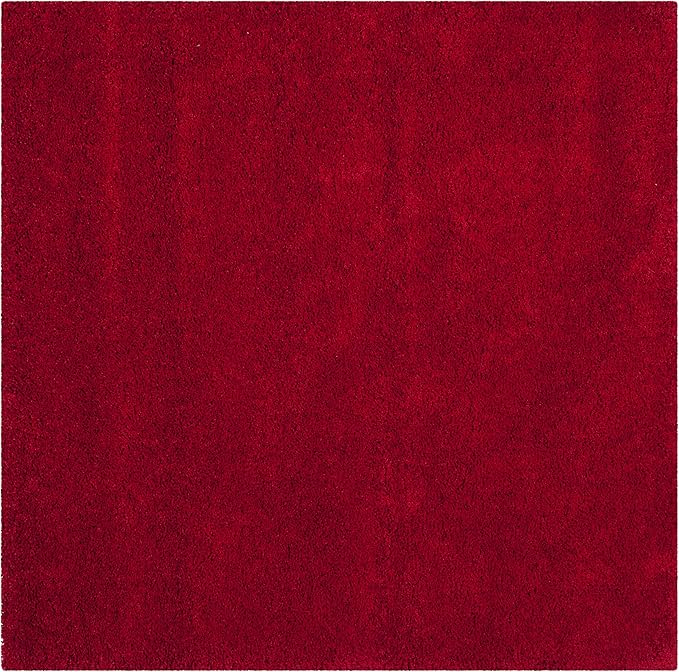 SAFAVIEH Milan Shag Collection Area Rug - 9' Square, Red, Solid Design, Non-Shedding & Easy Care, 2-inch Thick Ideal for High Traffic Areas in Living Room, Bedroom (SG180-4040)