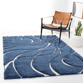 SAFAVIEH Florida Shag Collection Area Rug - 5'3" x 7'6", Navy & Ivory, Non-Shedding & Easy Care, 1.2-inch Thick Ideal for High Traffic Areas in Living Room, Bedroom (SG471-6512)