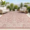 JONATHAN Y Weave Floral Indoor Outdoor Area Rug 6X9 Red/Taupe, Tela Bohemian Textured for Backyard, Patio, Porch, Easy-Cleaning, High Traffic, Pet-Friendly, Non-Shedding (SMB100A-6)