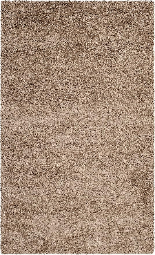 SAFAVIEH Milan Shag Collection Accent Rug - 3' x 5', Dark Beige, Solid Design, Non-Shedding & Easy Care, 2-inch Thick Ideal for High Traffic Areas in Entryway, Living Room, Bedroom (SG180-1414)