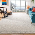 SAFAVIEH Tulum Collection Area Rug - 5' Square, Ivory & Grey, Moroccan Boho Tribal Design, Non-Shedding & Easy to Clean, Ideal for Living Room, Bedroom, Dining Space (TUL272A)