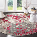 SAFAVIEH Monaco Collection Area Rug - 6'7" Round, Grey & Fuchsia, Boho Chic Abstract Watercolor Design, Non-Shedding & Easy Care, Ideal for High Traffic Areas in Living Room, Bedroom (MNC225R)