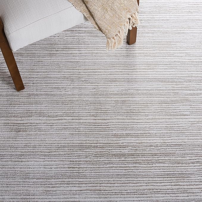 SAFAVIEH Vision Collection Area Rug - 8' Square, Ivory & Grey, Modern Ombre Design, Non-Shedding & Easy to Clean, Ideal for Living Room, Bedroom, Dining Space (VSN606K)