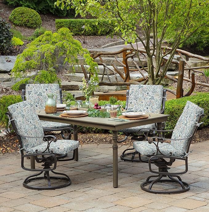 Arden Outdoor Dining Chair Cushion, 20 in x 20 in, Weather-Proof, Rain-Proof, Fade Resistant Patio Cushion for Patio, Dining, or Rocking Chairs 20 x 20, Pistachio Botanical
