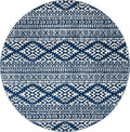SAFAVIEH Tulum Collection Area Rug - 9' Round, Navy & Ivory, Moroccan Boho Tribal Design, Non-Shedding & Easy to Clean, Ideal for Living Room, Bedroom, Dining Space (TUL272N)