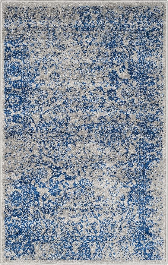 SAFAVIEH Adirondack Collection Accent Rug - 2'6" x 4', Grey & Blue, Distressed Vintage Floral Design, Non-Shedding & Easy to Clean, Ideal for Front Door, Kitchen, Entryway, Foyer (ADR109A)