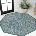 JONATHAN Y Weave Floral Indoor Outdoor Octagon Area Rug 8 Ft Teal/Gray, Tela Bohemian Textured for Backyard, Patio, Porch, Easy-Cleaning, High Traffic, Pet-Friendly, Non-Shedding (SMB100C-8TGN)