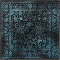 SAFAVIEH Adirondack Collection Area Rug - 6'7" Square, Black & Teal, Distressed Vintage Floral Design, Non-Shedding & Easy to Clean, Ideal for Living Room, Bedroom, Dining Space (ADR109K)