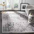 SAFAVIEH Area Rug 4x6 - Adirondack Collection - Grey & Navy, Distressed Vintage Floral Design, Non-Shedding & Easy to Clean, Ideal for Living Room, Bedroom, Dining Space (ADR109P)