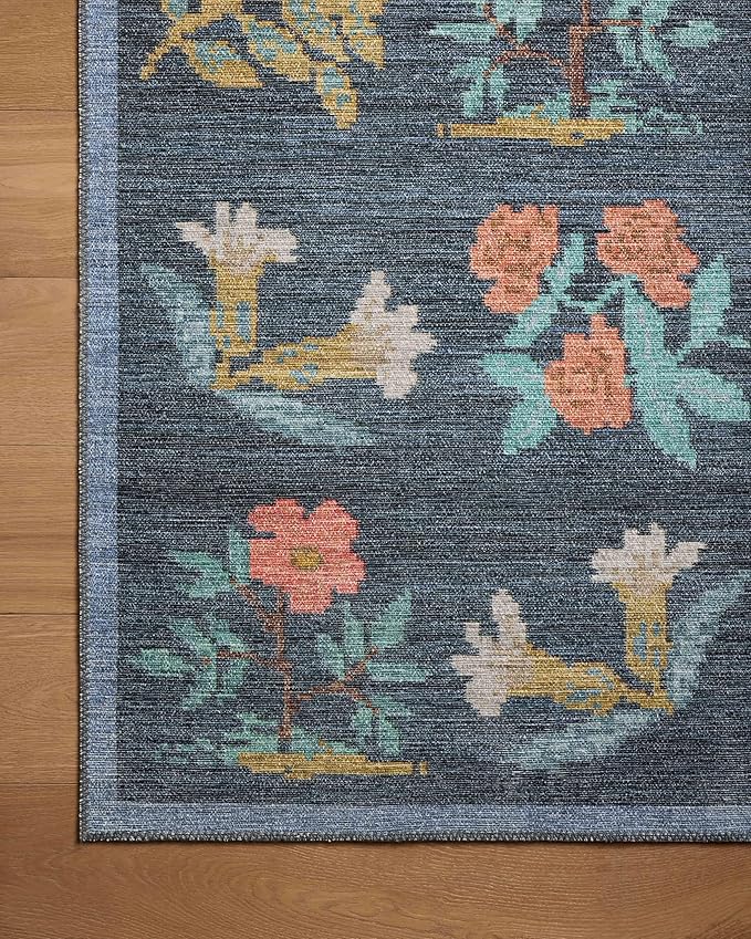 Loloi Rifle Paper Co. Rosa Collection RSA-03 Navy 2'-0" x 5'-0" Accent Rug