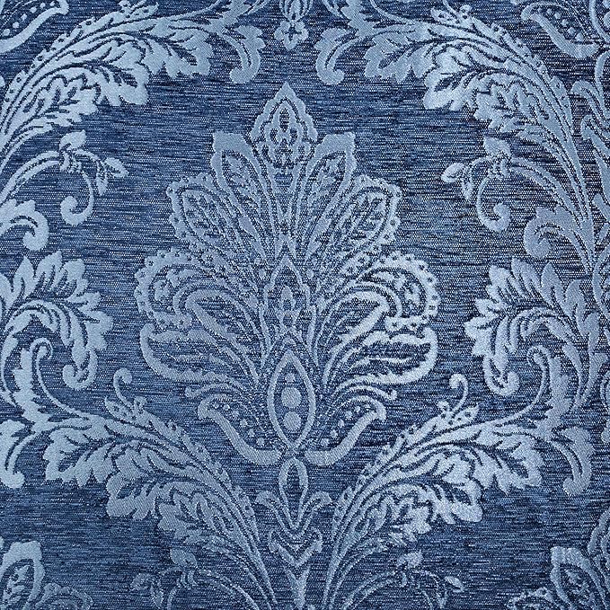 Touch of Class Camelot Luxury Bedding | Calming Navy Blue | Matte Satin Damask on Richly Textured Jacquard-Woven Chenille | Designed 3 Piece Set Includes Queen Bedspread and 2 Standard Shams