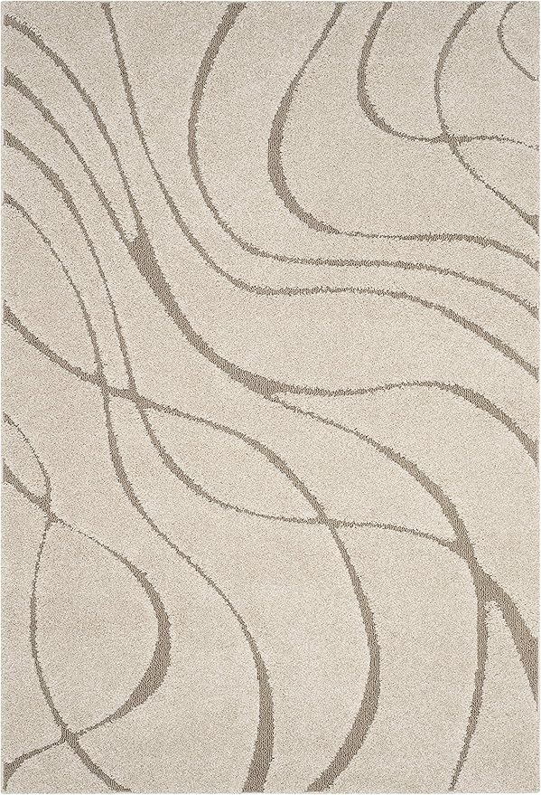 SAFAVIEH Florida Shag Collection Area Rug - 8'6" x 12', Cream & Beige, Non-Shedding & Easy Care, 1.2-inch Thick Ideal for High Traffic Areas in Living Room, Bedroom (SG471-1113)