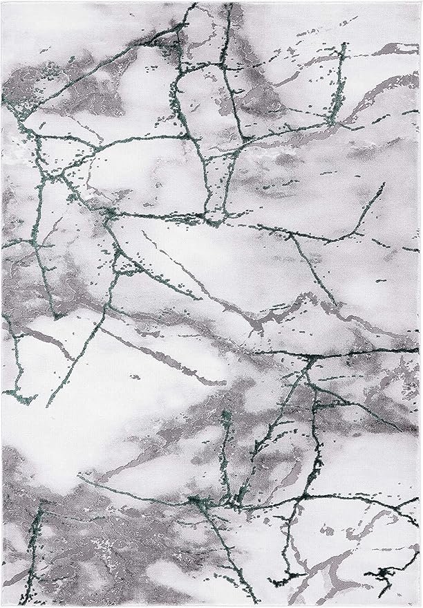 SAFAVIEH Craft Collection Area Rug - 8' x 10', Grey & Green, Modern Abstract Design, Non-Shedding & Easy Care, Ideal for High Traffic Areas in Living Room, Bedroom (CFT877Y)