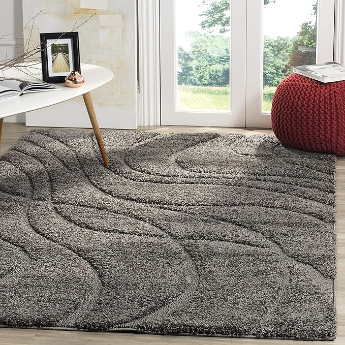 SAFAVIEH Florida Shag Collection Area Rug - 5'3" x 7'6", Grey & Grey, Non-Shedding & Easy Care, 1.2-inch Thick Ideal for High Traffic Areas in Living Room, Bedroom (SG471-8080)