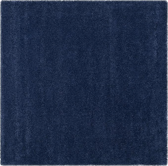 SAFAVIEH Milan Shag Collection 5'1" Square Navy SG180 Solid Non-Shedding Living Room Bedroom Dining Room Entryway Plush 2-inch Thick Area Rug
