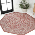 JONATHAN Y Weave Floral Indoor Outdoor Octagon Area Rug 5 Ft Red/Taupe, Tela Bohemian Textured for Backyard, Patio, Porch, Easy-Cleaning, High Traffic, Pet-Friendly, Non-Shedding (SMB100A-5TGN)