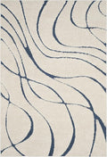SAFAVIEH Florida Shag Collection Accent Rug - 2'3" x 4', Cream & Blue, Non-Shedding & Easy Care, 1.2-inch Thick Ideal for High Traffic Areas in Entryway, Living Room, Bedroom (SG471-1165)