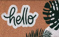 Coir Door Mats 17" X 30", Non-Slip Sturdy, PVC Backed Heavy Duty, Easy to Clean, Ideal for Door Entrance, Patio, Porch, Backyard, Garages, Hello - Green Leaves