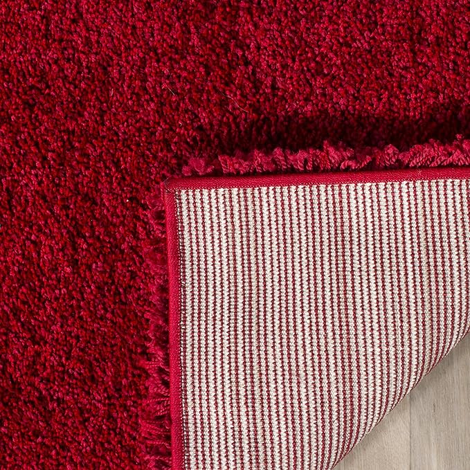SAFAVIEH Milan Shag Collection Area Rug - 5'1" x 8', Red, Solid Design, Non-Shedding & Easy Care, 2-inch Thick Ideal for High Traffic Areas in Living Room, Bedroom (SG180-4040)