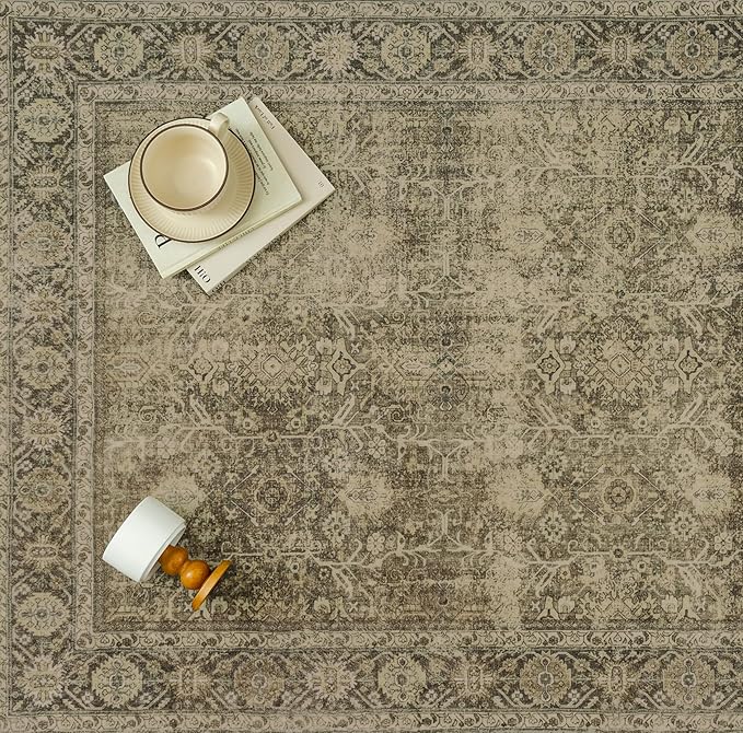 Light Brown 3x12 Vintage Area Rug Hallway Indoor Kitchen Washable Living Room Carpet Tribal Distressed Rug Retro Accent Throw Rug for Office Dining Room Bathroom