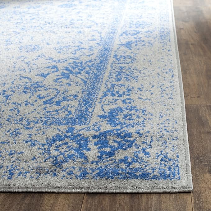 SAFAVIEH Area Rug 6x9 - Adirondack Collection - Grey & Blue, Distressed Vintage Floral Design, Non-Shedding & Easy to Clean, Ideal for Living Room, Bedroom, Dining Space (ADR109A)