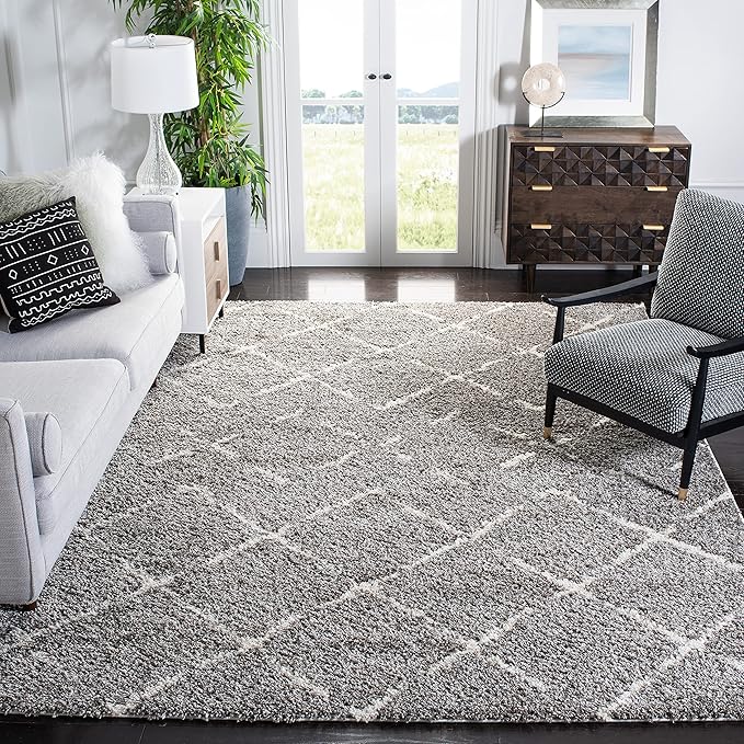 SAFAVIEH Area Rug 10x14 - Arizona Shag Collection - Large - Brown & Ivory, Moroccan Design, Non-Shedding & Easy to Clean, Ideal for Living Room, Bedroom, Dining Space (ASG743B)