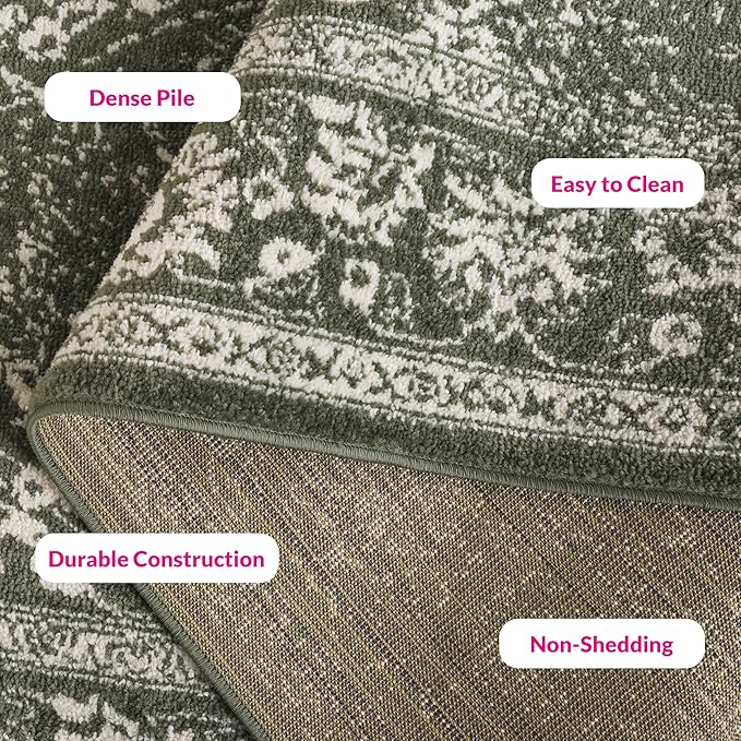 SAFAVIEH Area Rug 8x10 - Adirondack Collection - Large - Dark Green & Ivory, Distressed Vintage Floral Design, Non-Shedding & Easy to Clean, Ideal for Living Room, Bedroom, Dining Space (ADR109Y)