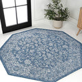 JONATHAN Y Weave Floral Indoor Outdoor Octagon Area Rug 8 Ft Navy/Gray, Tela Bohemian Textured for Backyard, Patio, Porch, Easy-Cleaning, High Traffic, Pet-Friendly, Non-Shedding (SMB100B-8TGN)