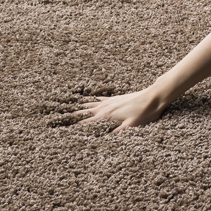 SAFAVIEH Milan Shag Collection Accent Rug - 2' x 4', Dark Beige, Solid Design, Non-Shedding & Easy Care, 2-inch Thick Ideal for High Traffic Areas in Entryway, Living Room, Bedroom (SG180-1414)