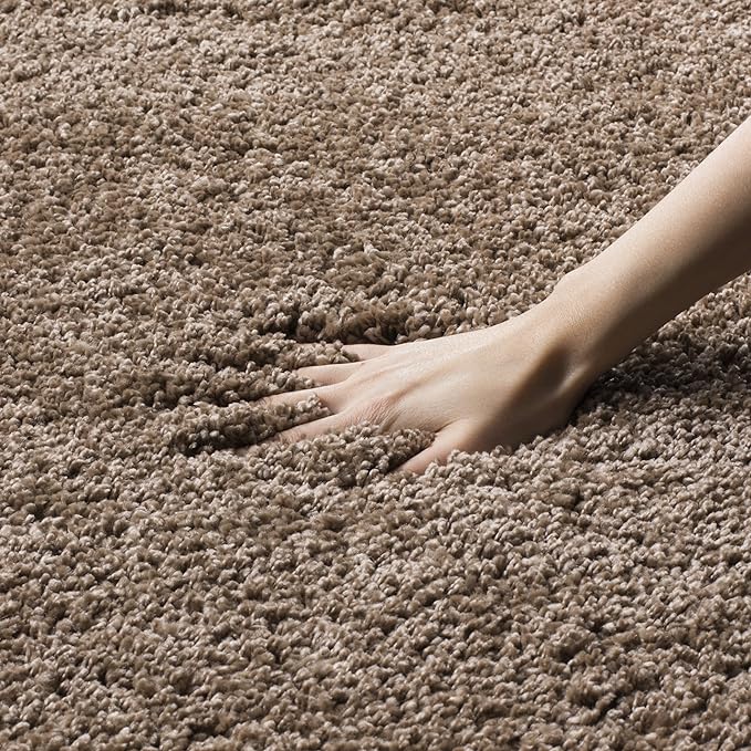 SAFAVIEH Milan Shag Collection Runner Rug - 2' x 6', Dark Beige, Solid Design, Non-Shedding & Easy Care, 2-inch Thick Ideal for High Traffic Areas in Living Room, Bedroom (SG180-1414)