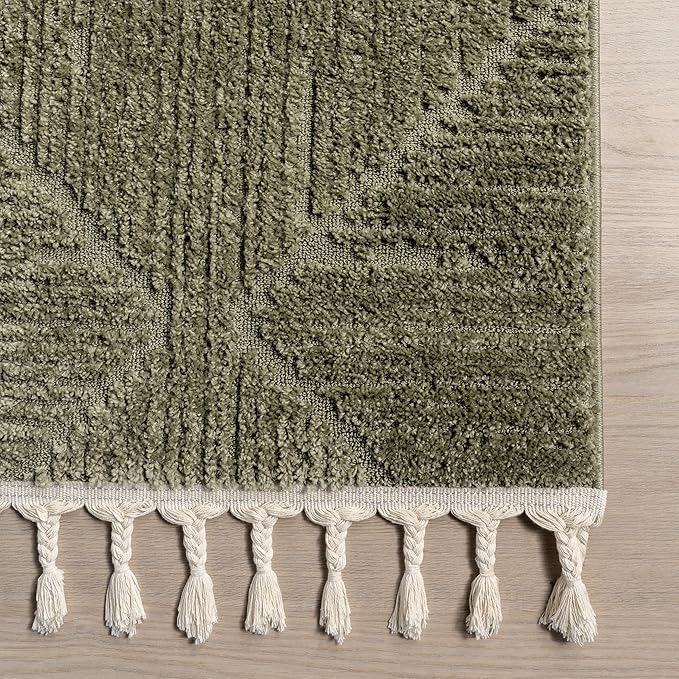 nuLOOM Kerry Green, 7'10" x 10', Geometric, Soft and Cozy, High Traffic, Stain Resistant, Easy Clean, Durable Area Rug for Bedroom, Living Room, Dining Space, Den, Foyer, Entryway