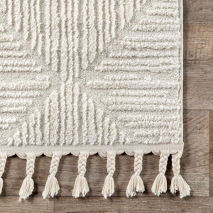 nuLOOM Kerry Cream, 3' x 5', Geometric, Soft and Cozy, High Traffic, Stain Resistant, Easy Clean, Durable Area Rug for Bedroom, Living Room, Dining Space, Den, Foyer, Entryway